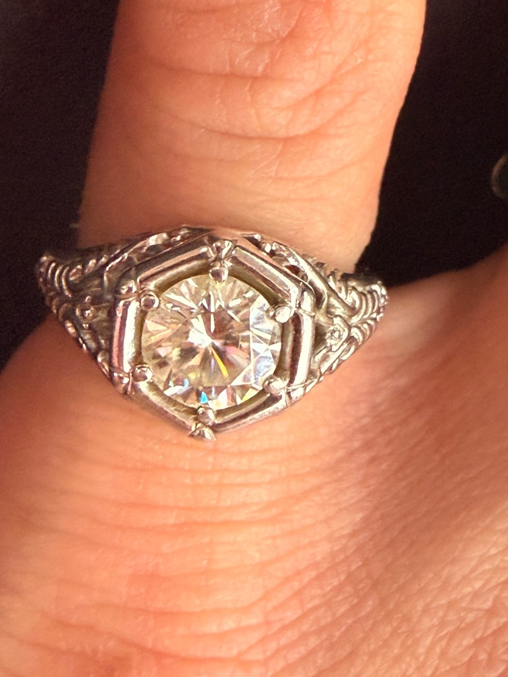 Antique Filigree Diamond Ring Sz 7